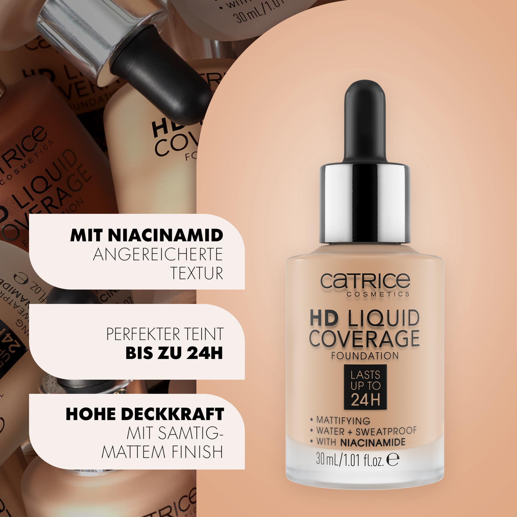 Catrice HD Liquid Coverage, acabado mate y duradero para piel suave