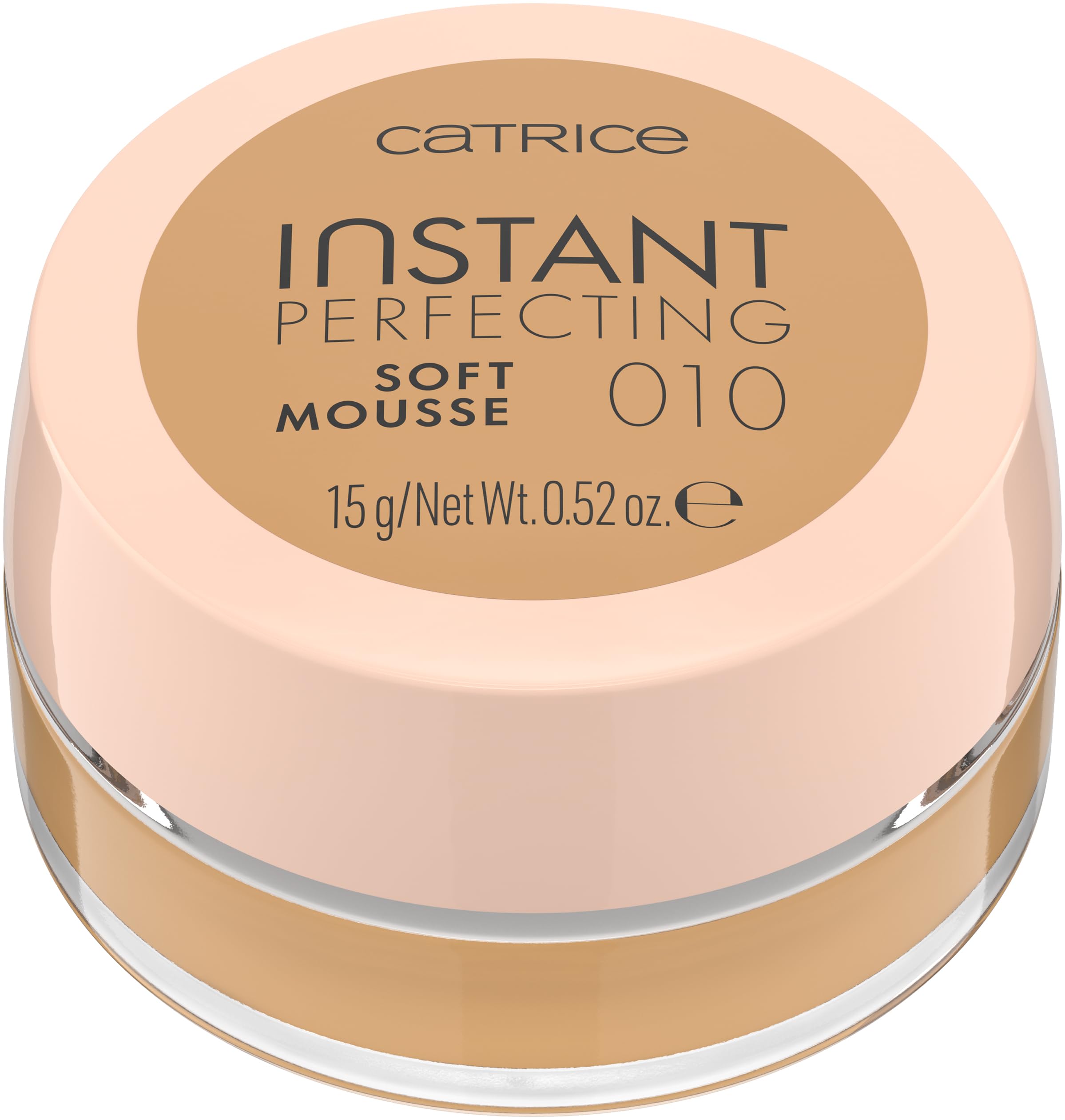 Catrice Instant Perfecting Mousse texture close-up shows silky, lightweight finish.
