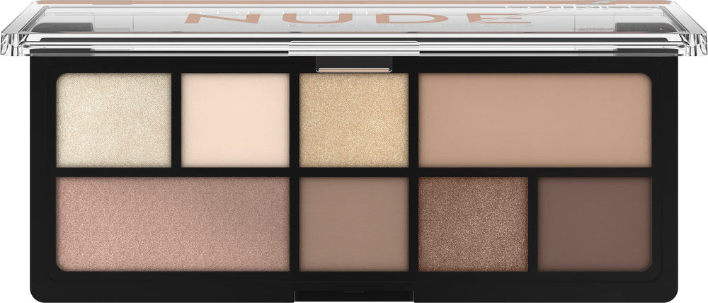 Catrice The Eyeshadow Palettes Pure Nude, tonos neutros para look diario con acabado suave.