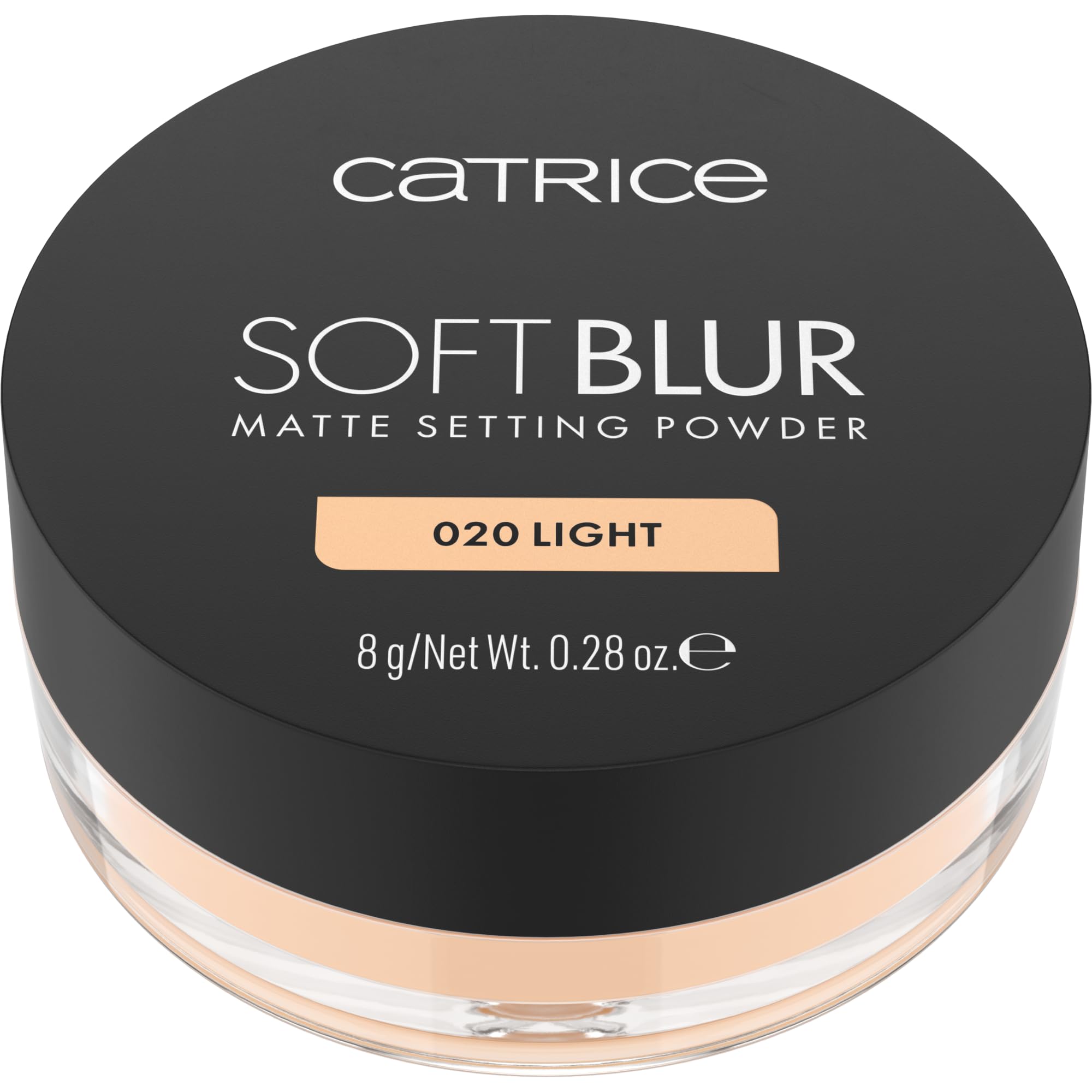 Close-up shows ultra-fine texture of Catrice Soft Blur loose powder.