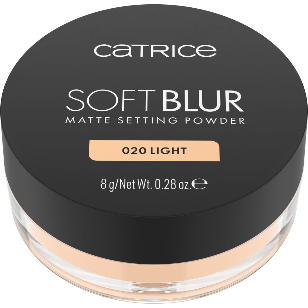 Close-up shows ultra-fine texture of Catrice Soft Blur loose powder.