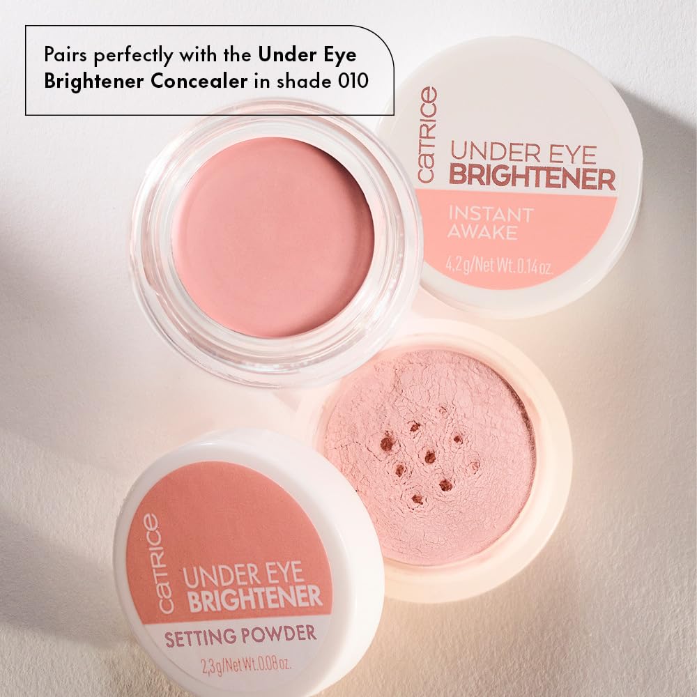 Application close-up with fingers blending Catrice Brightener under-eye area