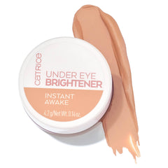 Catrice Under Eye Brightener bottle closeup highlighting hydration and instant brightening potential.