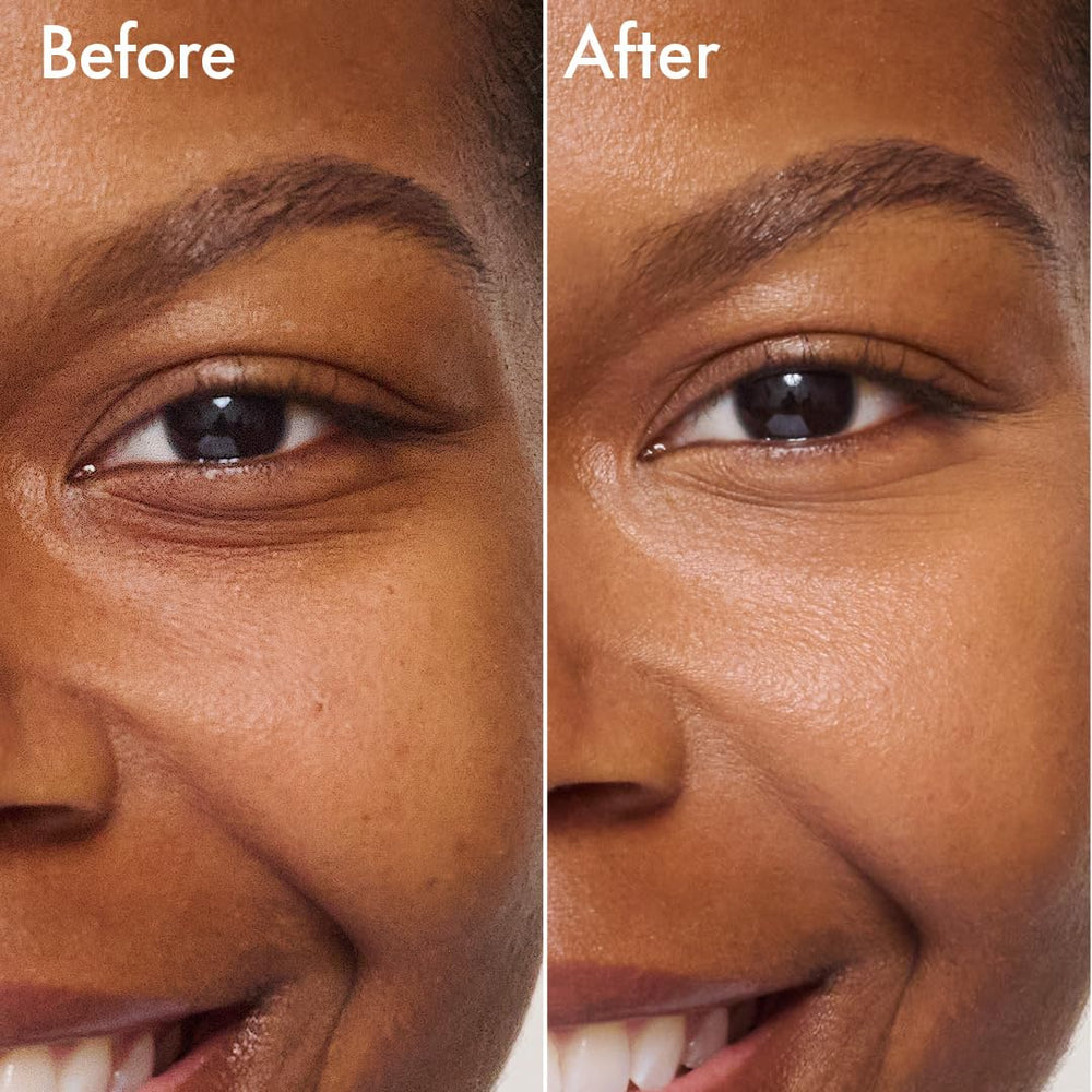 Swirl of product on skin demonstrates natural medium coverage and warm tint.