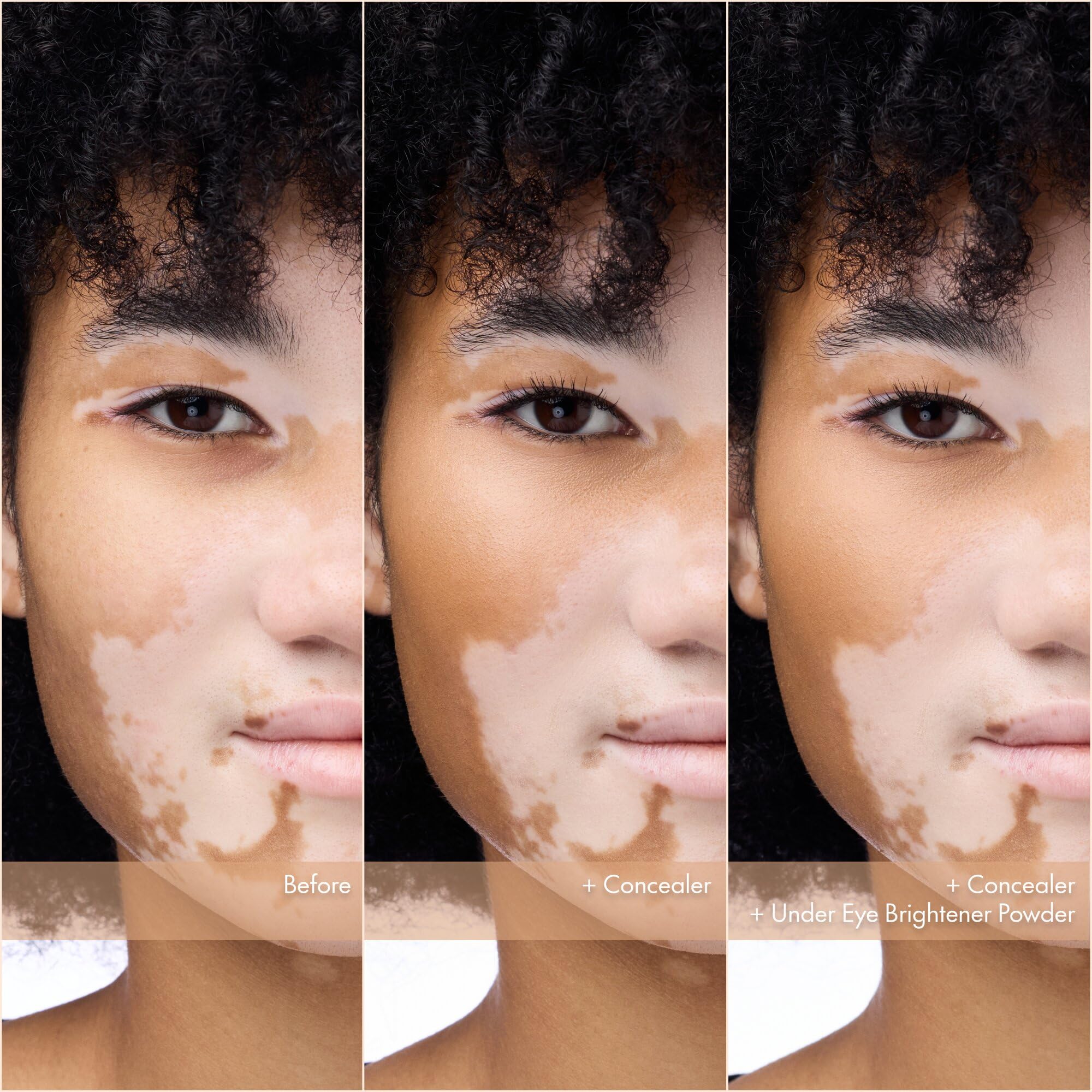 Catrice Under Eye Brightener powder 020 Warm Nude swatch demonstrates versatile daytime wear.