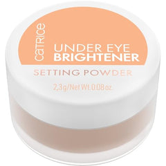 Catrice Under Eye Brightener setting powder swatch showing silky texture for smoothing look.