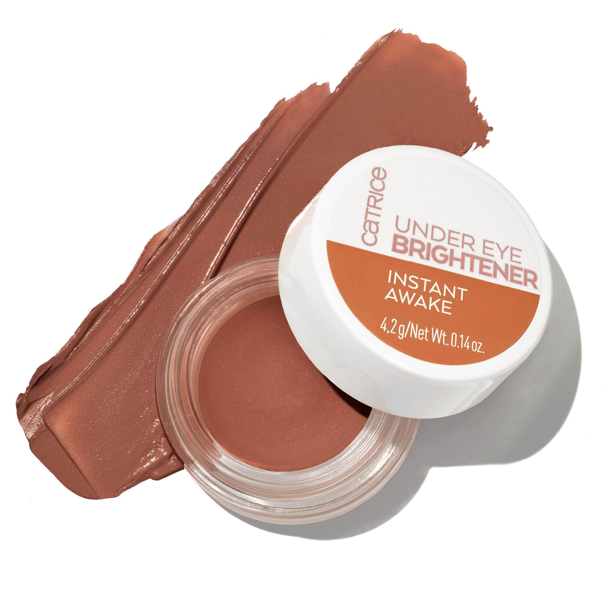 Catrice Under Eye Brightener swatch on skin demonstrates a warm tone to balance circles