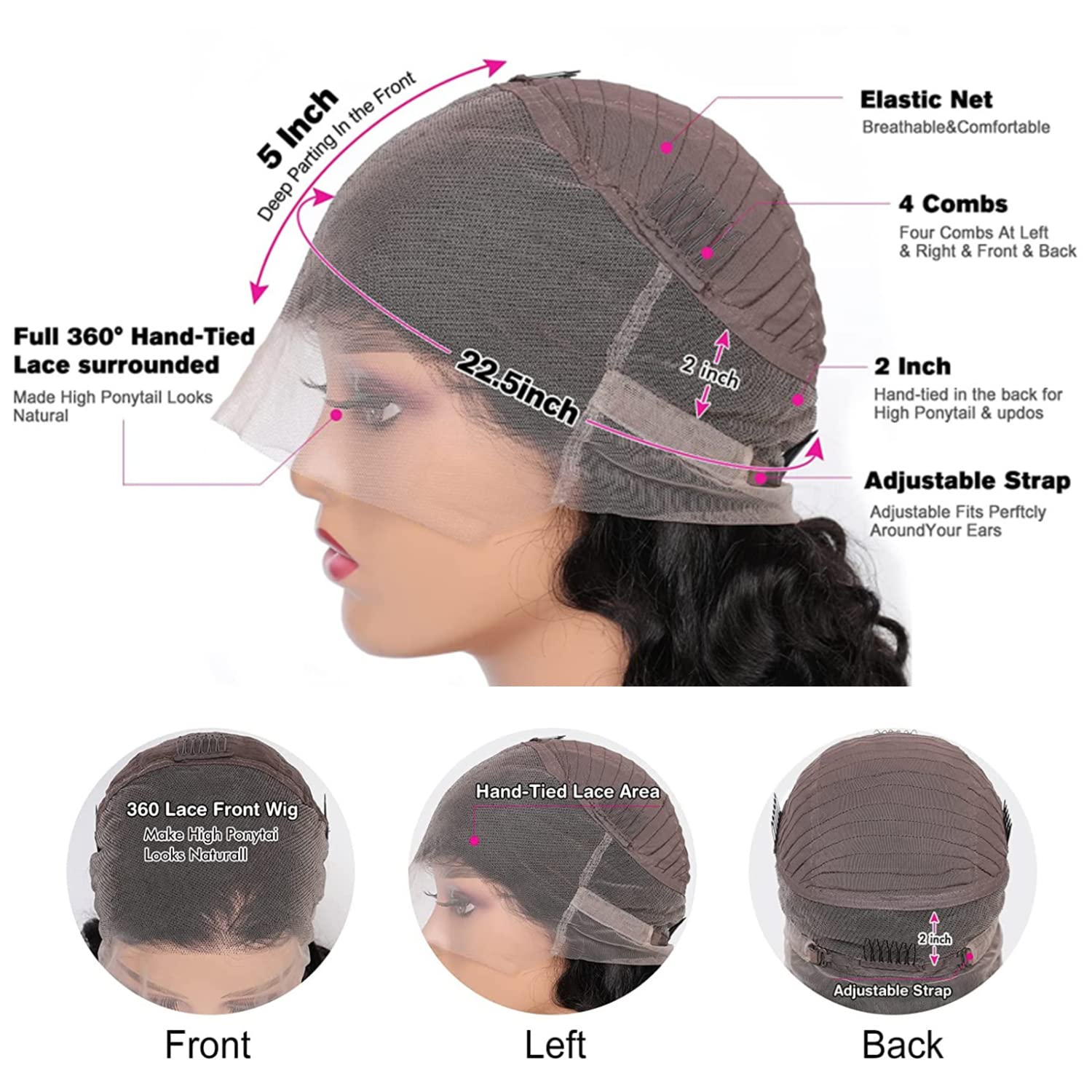 Catti 360 HD lace-front reveals natural knots and seamless blend.