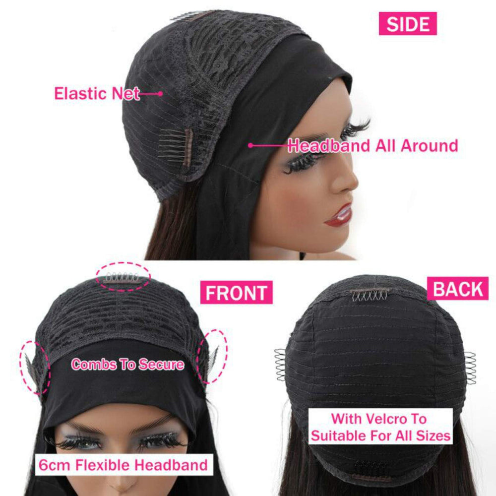 Catti headband wig 150% density delivers natural fullness and body.