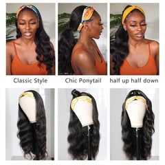 Catti virgin Brazilian hair headband wig offers natural color and easy styling.