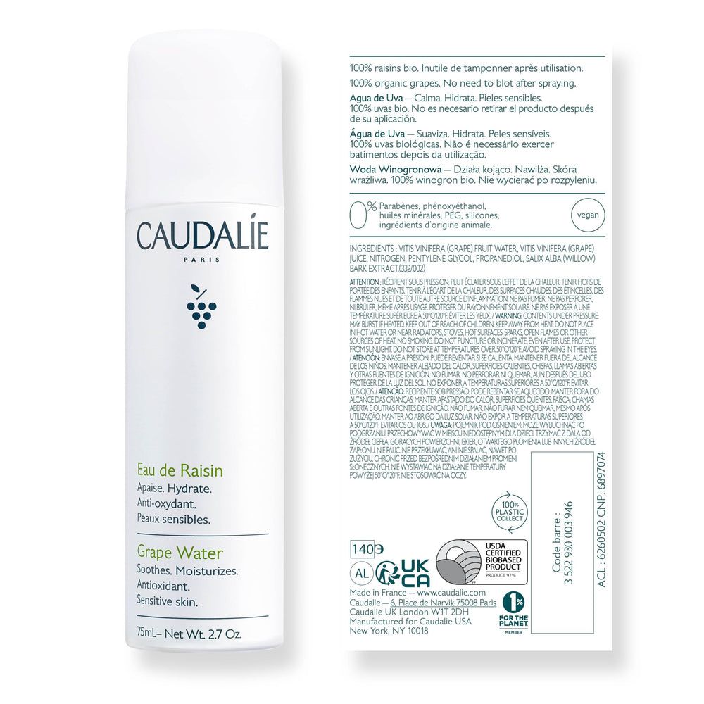 Caudalie agua de uva: parte de la rutina diaria para refrescar y revitalizar.