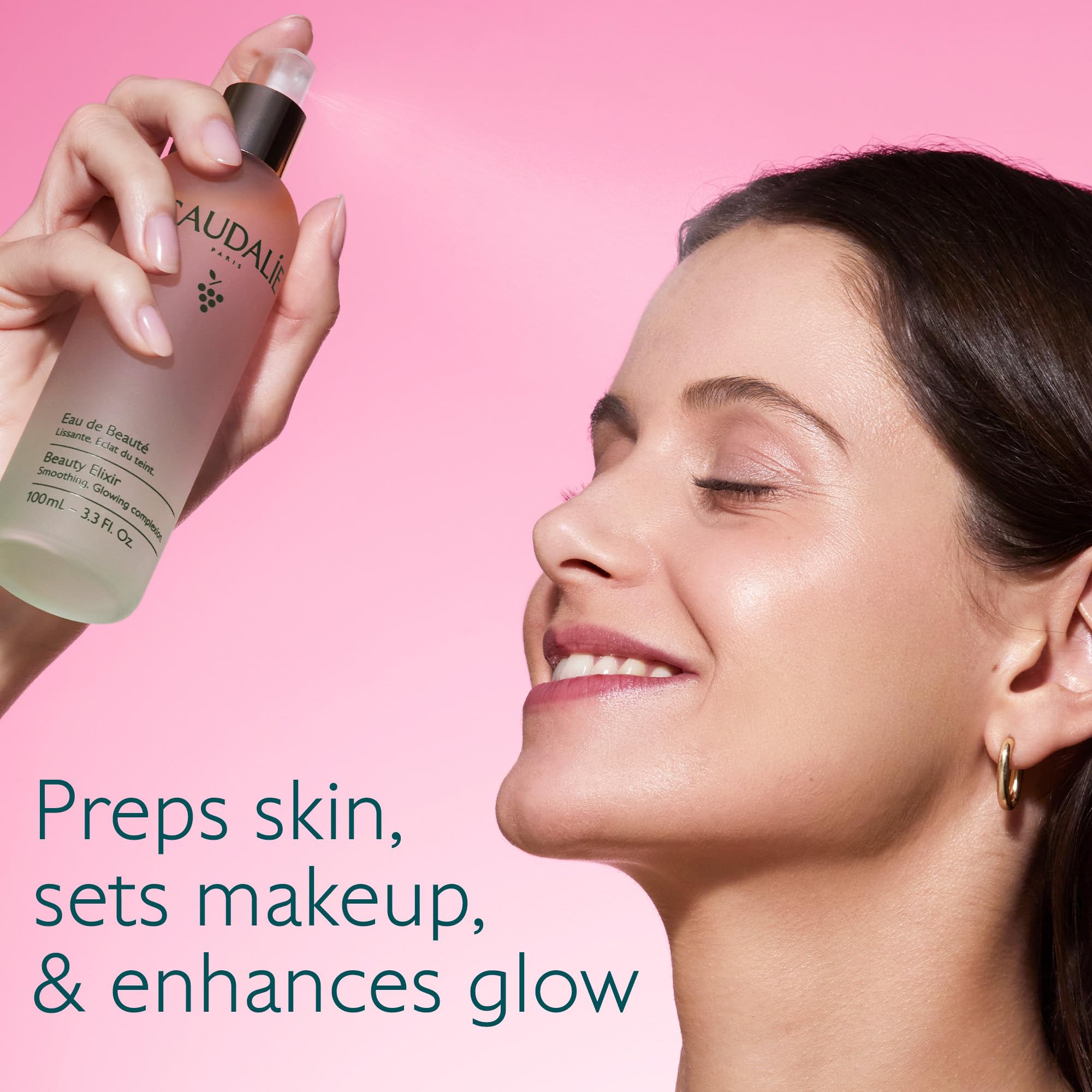 Caudalie Beauty Elixir Face Mist delivers a dewy glow and makeup hold