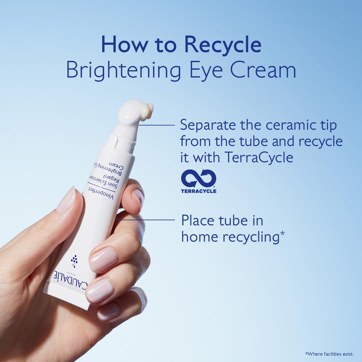 Caudalie Vinoperfect brightened eye contour after use closeup.