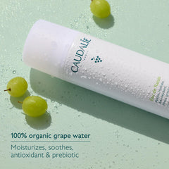 Caudalie Grape Water Mist packaging shot emphasizing safe formulation for sensitive skin.