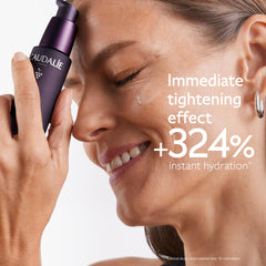 Caudalie Premier Cru serum texture close-up showing creamy hydration.