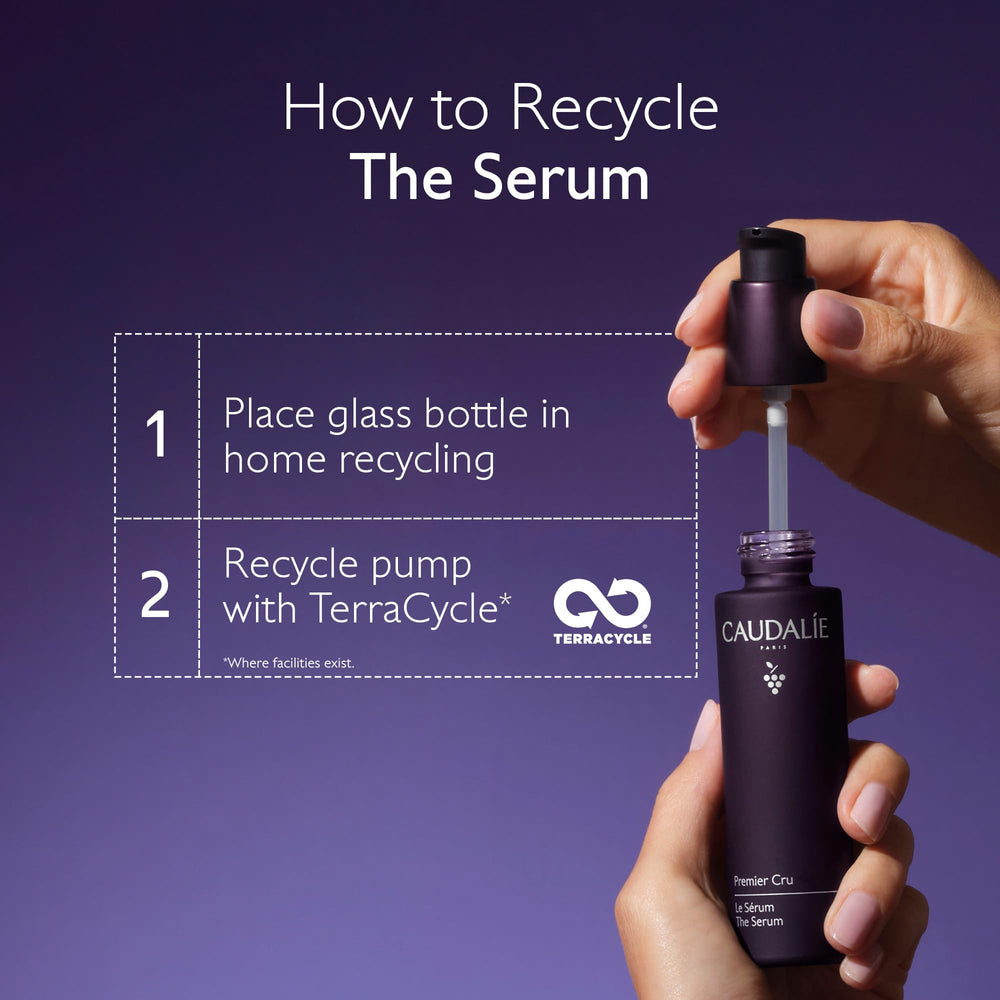 Caudalie Premier Cru serum micro-hyaluronic droplets on skin during test.