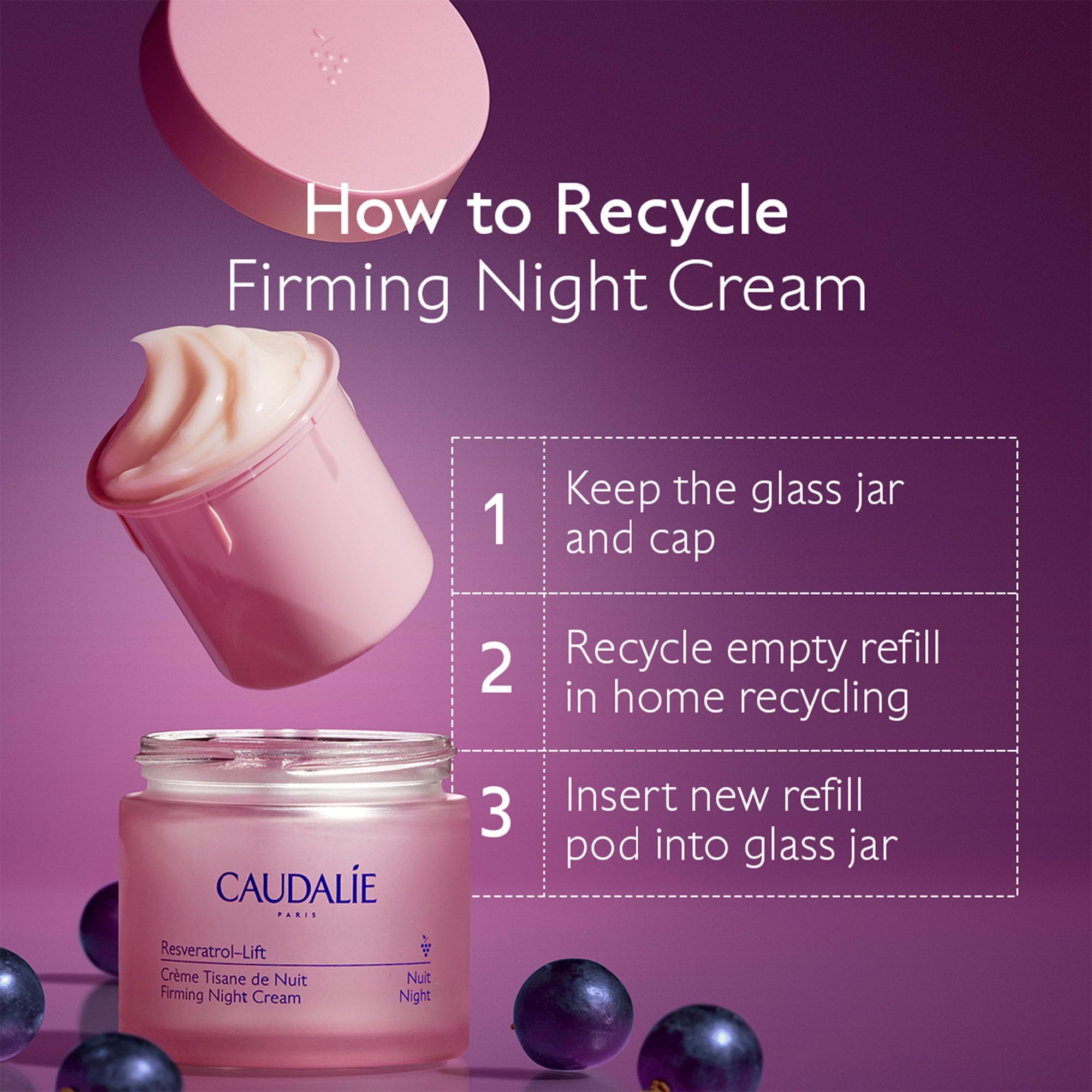 Caudalie Resveratrol-Lift night application shows evening firming potential.
