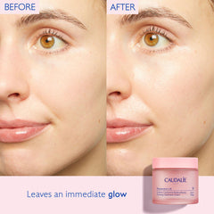 Caudalie Resveratrol-Lift application shot illustrating smooth morning skincare routine.