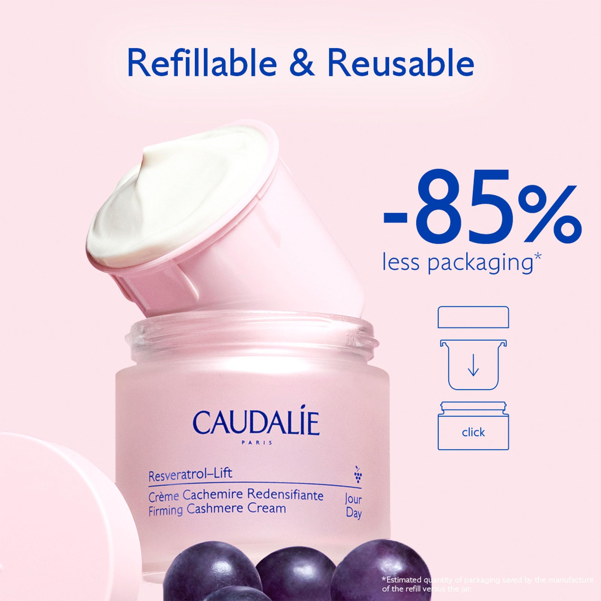 Caudalie Resveratrol-Lift vegan collagen icon suggesting plant-based firming support.