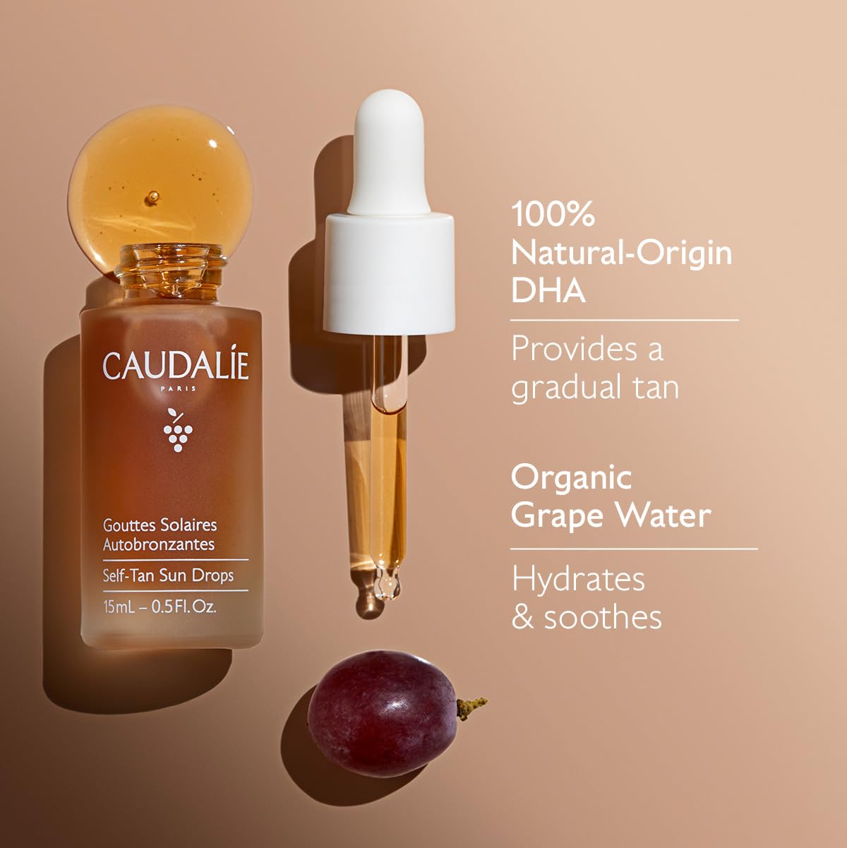 Caudalie Self-Tan Sun Drops yields even-tone result.