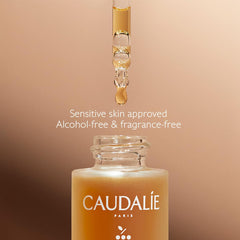 Caudalie Self-Tan Sun Drops close-up highlights grape water in formula.