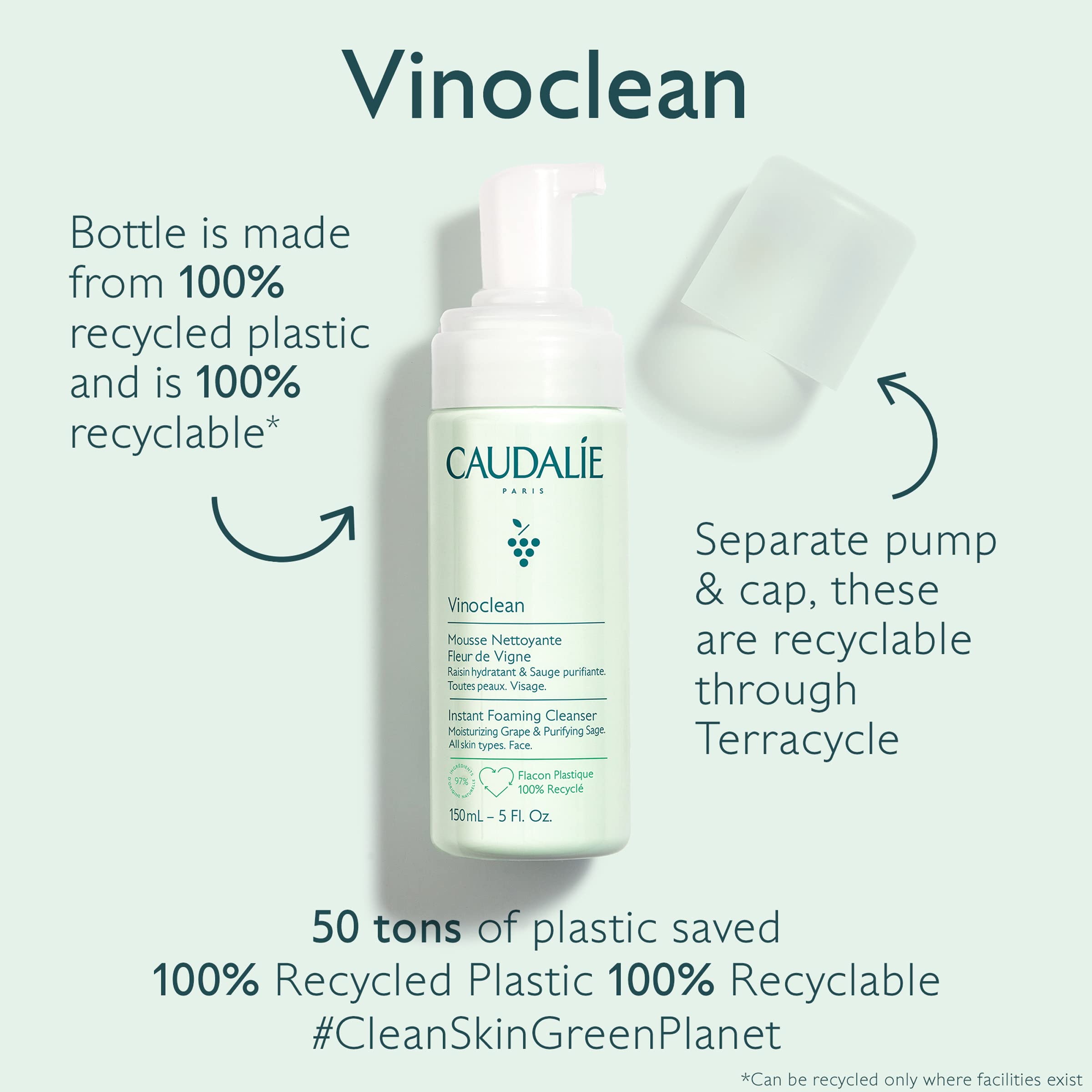 Caudalie Vinoclean massage-application demonstrates circular cleansing motion.