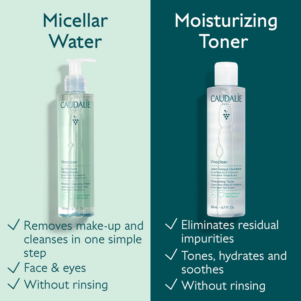 Caudalie Vinoclean Micellar Water for morning and evening routines, quick cleanse