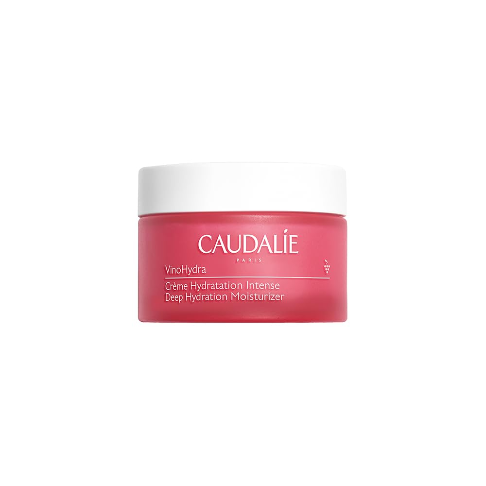 Caudalie VinoHydra Deep Hydration Cream jar close-up shows rich texture for intense moisture