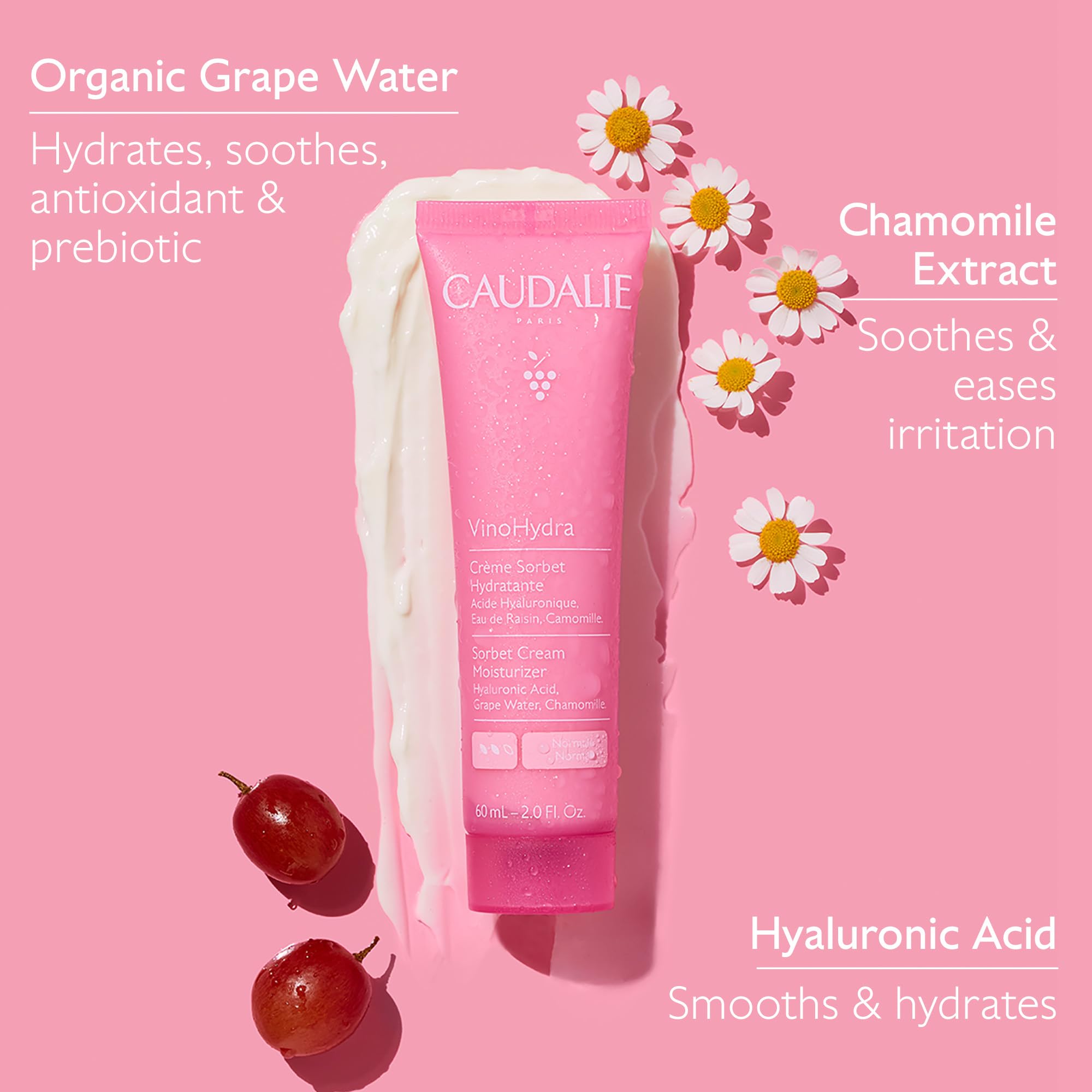 Applying Caudalie Sorbet Cream on the face during morning routine.