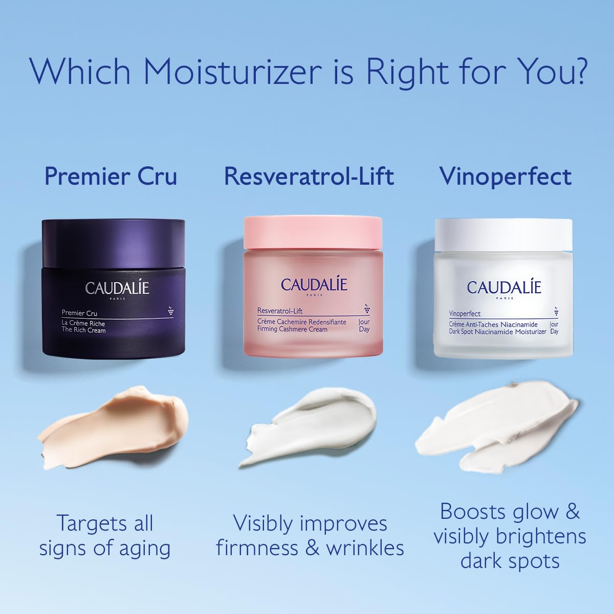 Swatch of Caudalie Vinoperfect moisturizer showing glow and even tone potential