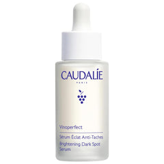 Caudalie Vinoperfect brightening serum bottle showing a lightweight, brightening formula for even skin tone.