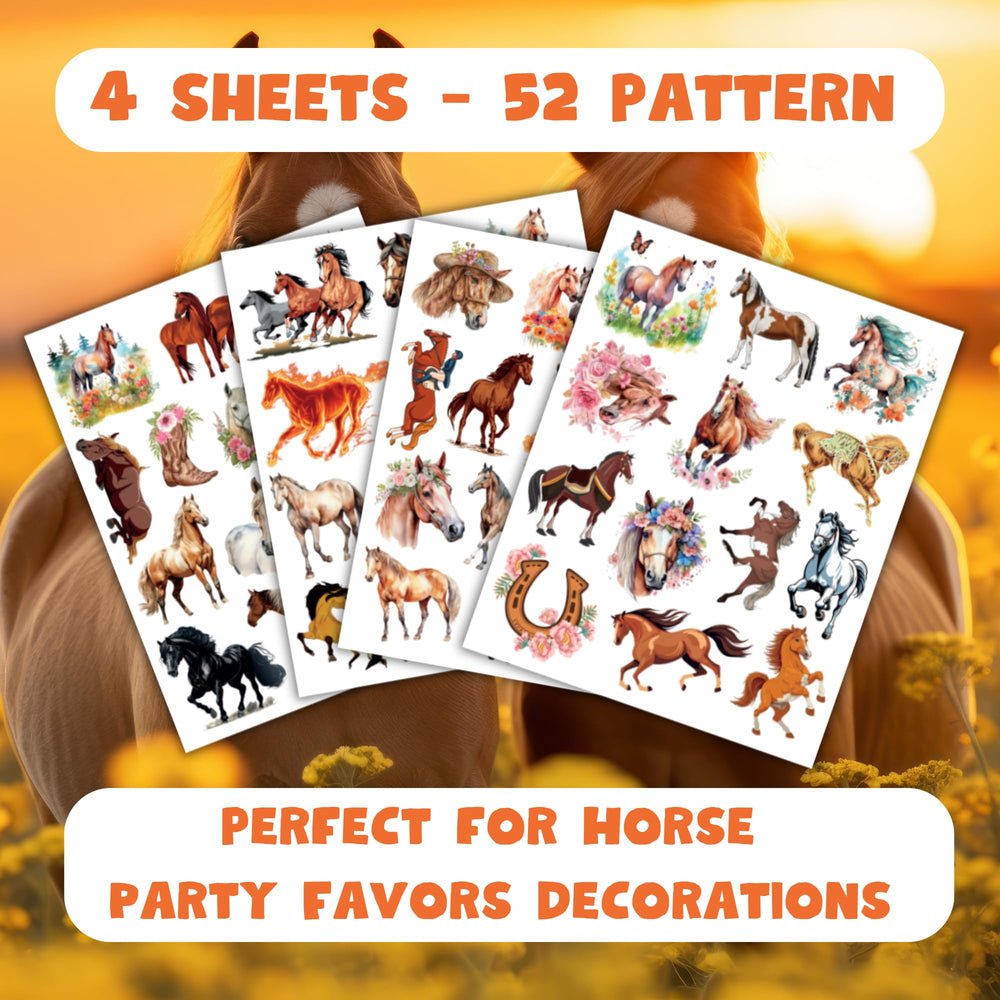 CAVALATAT cowgirl tattoo sheet featuring horses and flowers for play