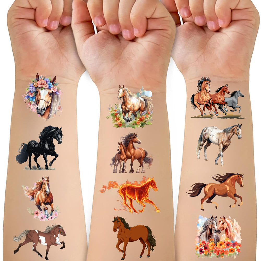 CAVALATAT horse tattoos 52-designs package for kids' party entertainment