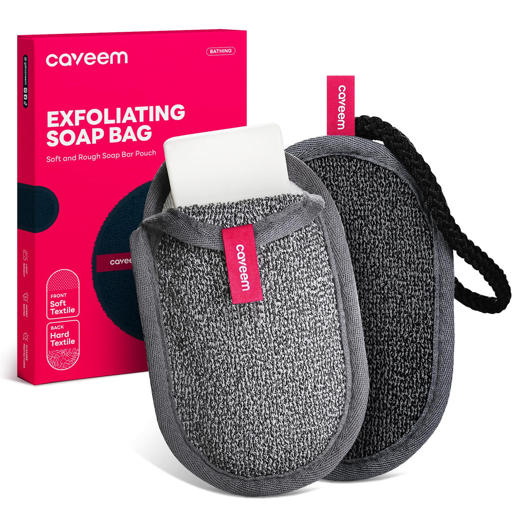 CAVEEM bolsa para jabón exfoliación dual, lado suave para rostro.