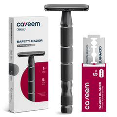 CAVEEM razor with anti-slip handle for secure, comfortable shaving.