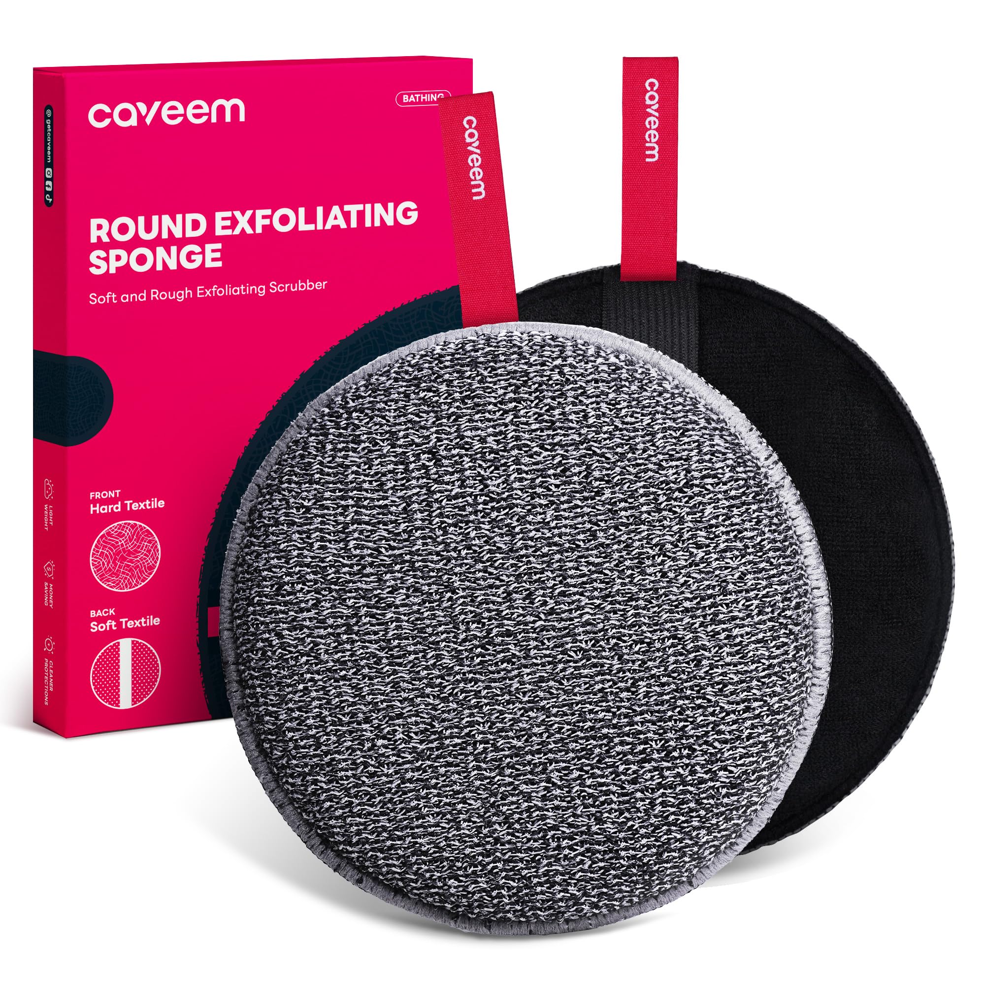 Esponja exfoliante corporal Caveem para ducha, dúo para piel suave.
