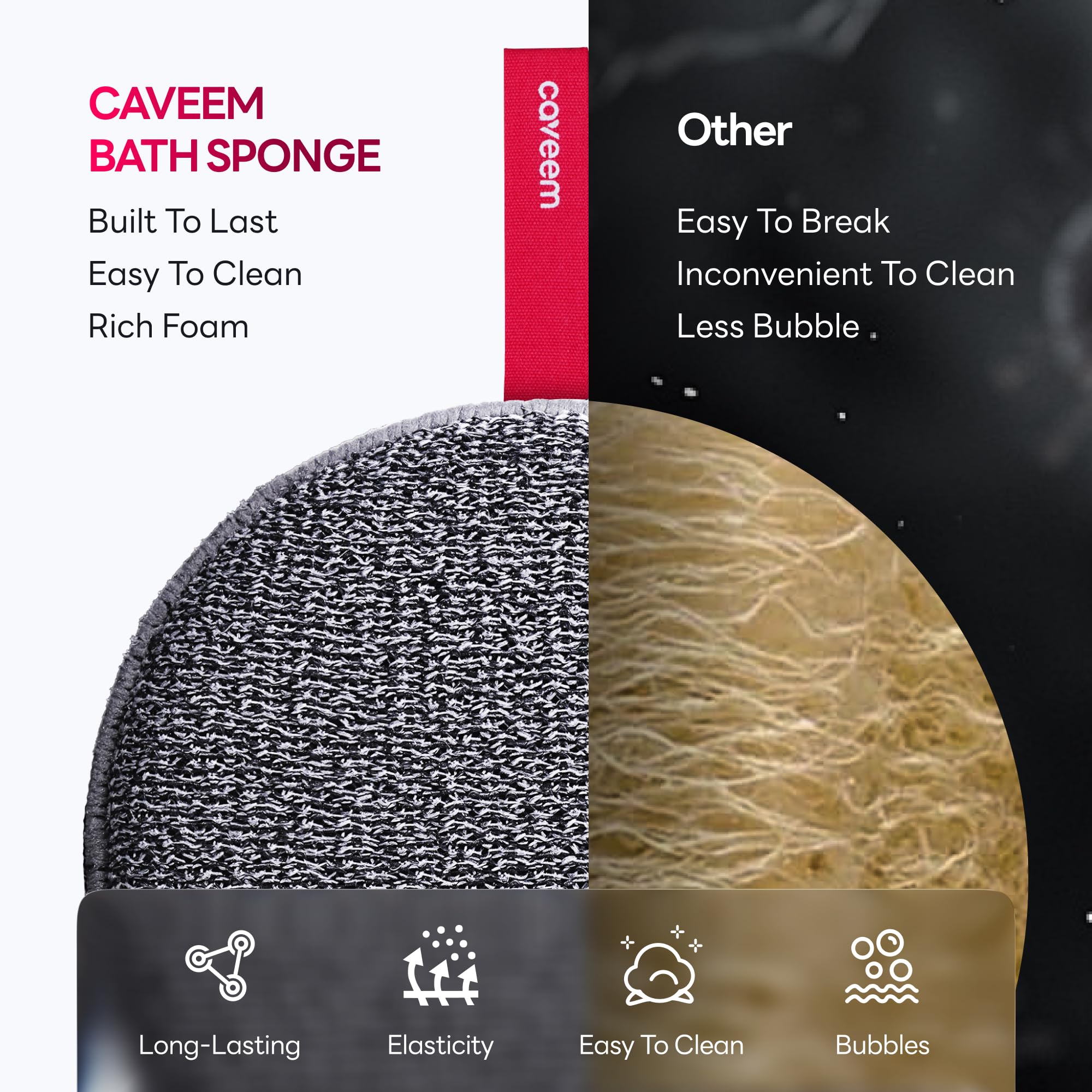 Caveem esponja exfoliante para uso diario suave.