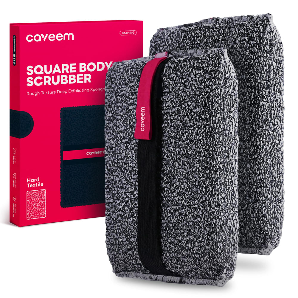 Caveem exfoliador corporal dúo en primer plano para una limpieza intensa