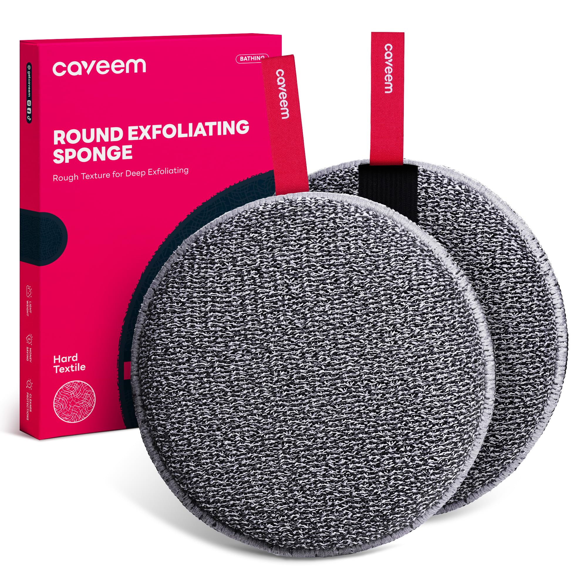 Caveem exfoliante corporal con textura extra firme en la mano para scrub intenso.