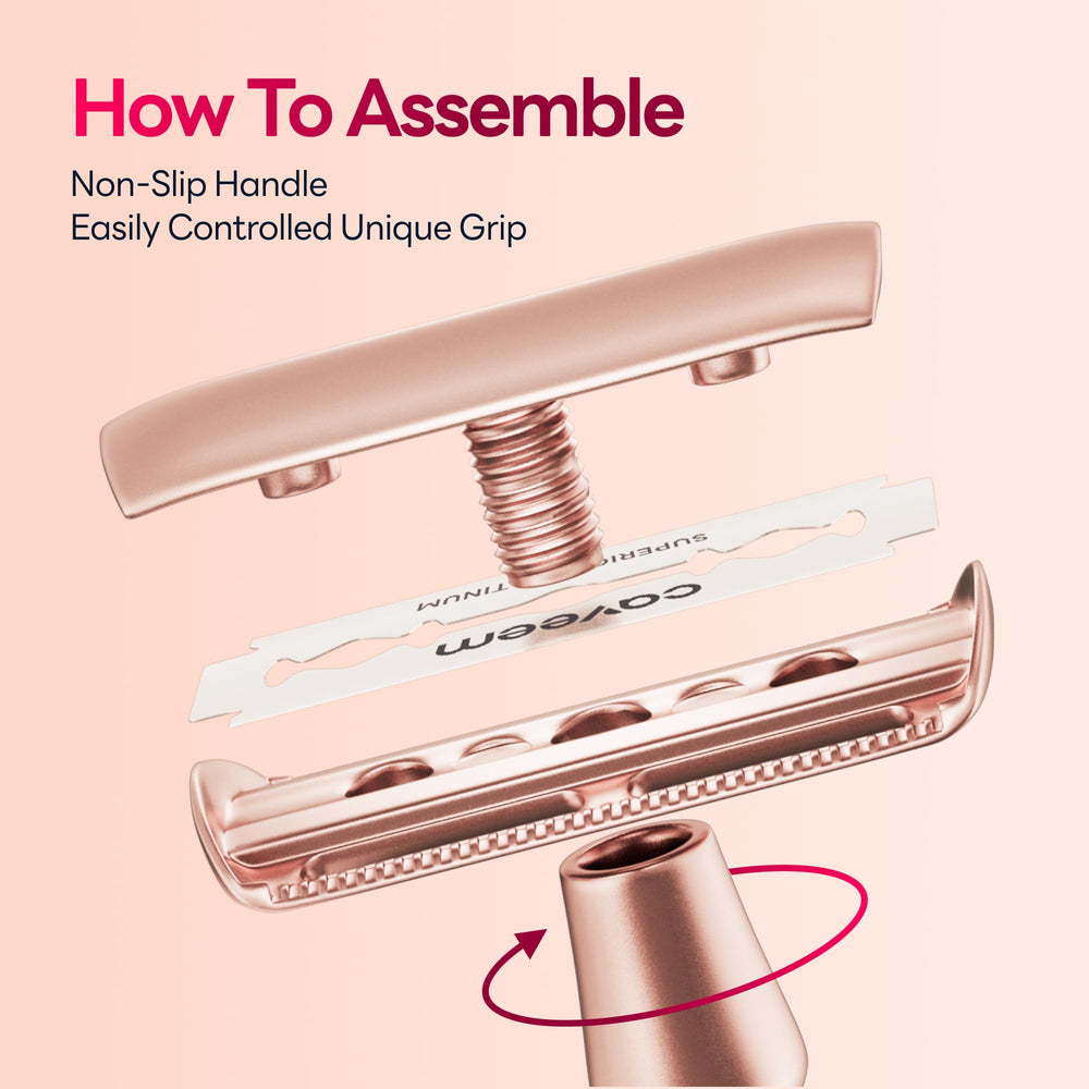 CAVEEM portable rose gold razor ideal for travel.