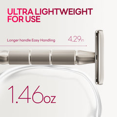 CAVEEM reusable metal razor handle with non-slip grip for precise shaving