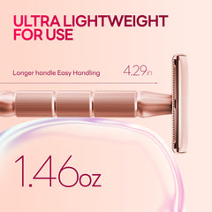 CAVEEM rose gold razor handle with textured grip for control.