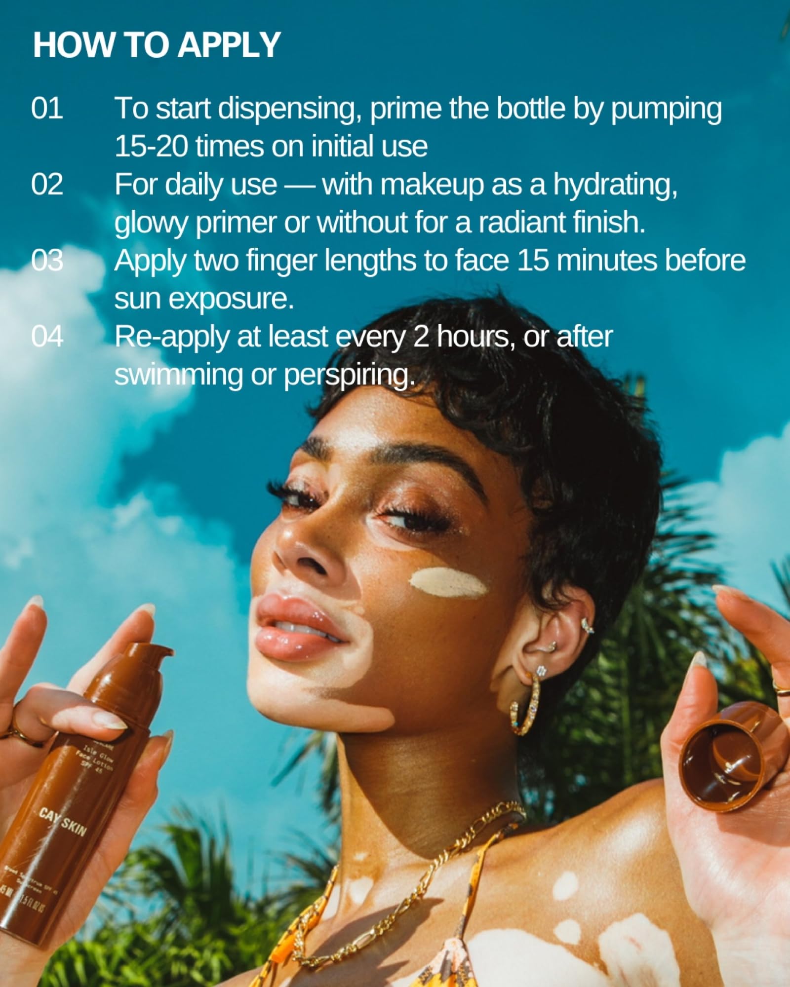 Cay Skin Isle Glow primer under makeup for a smooth base