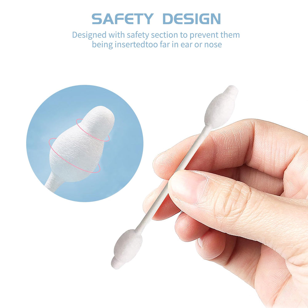 Cayxenful swabs with doubles-layer tips designed for gentle baby cleaning.