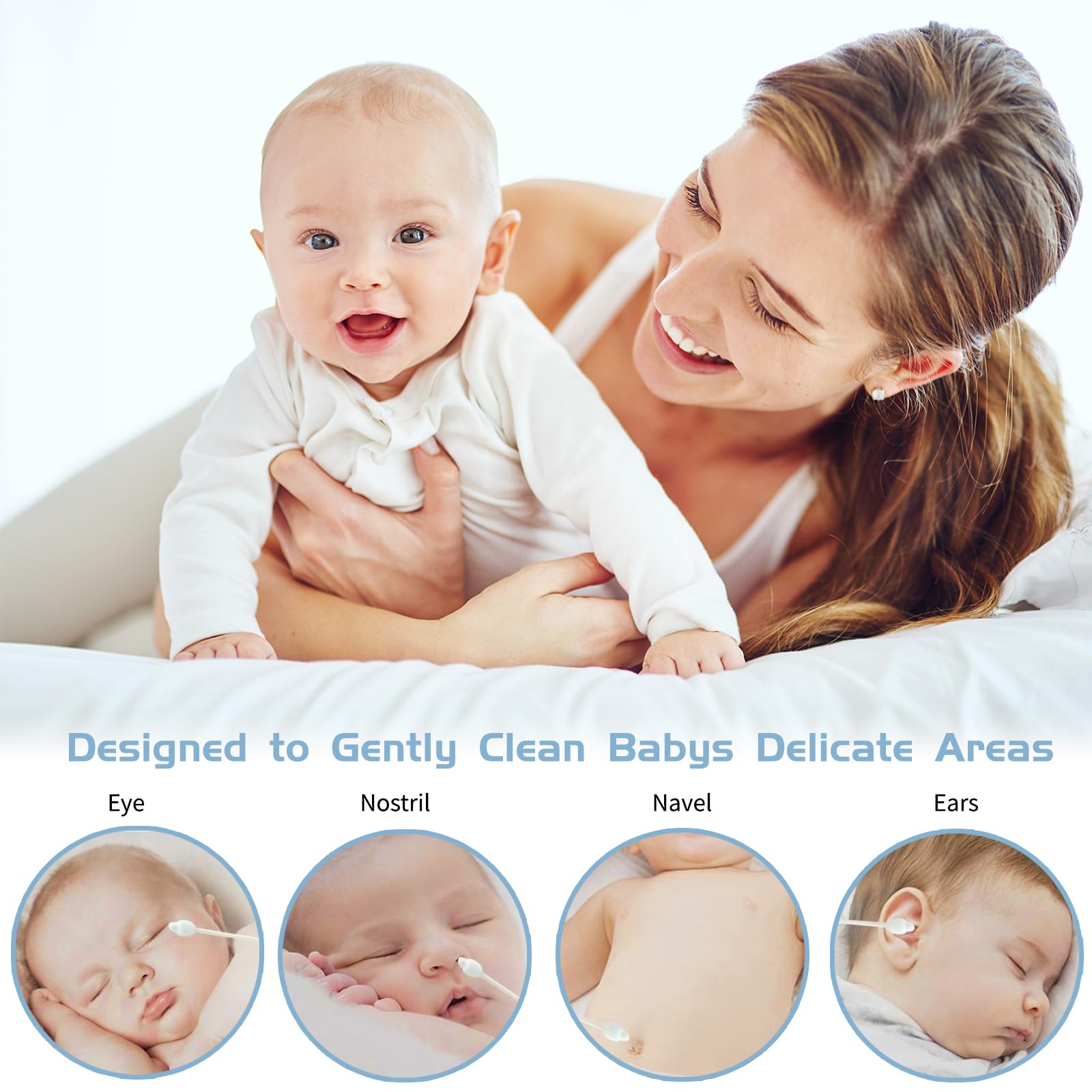 Cayxenful paper-stick baby swabs with convenient storage packaging.
