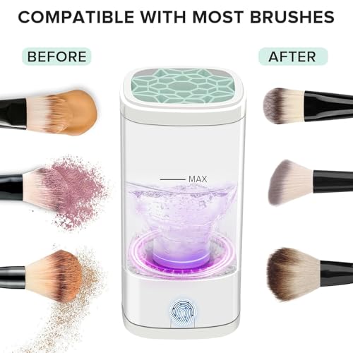 Cbsrvmlp makeup brush cleaner in action removing makeup residue effectively.