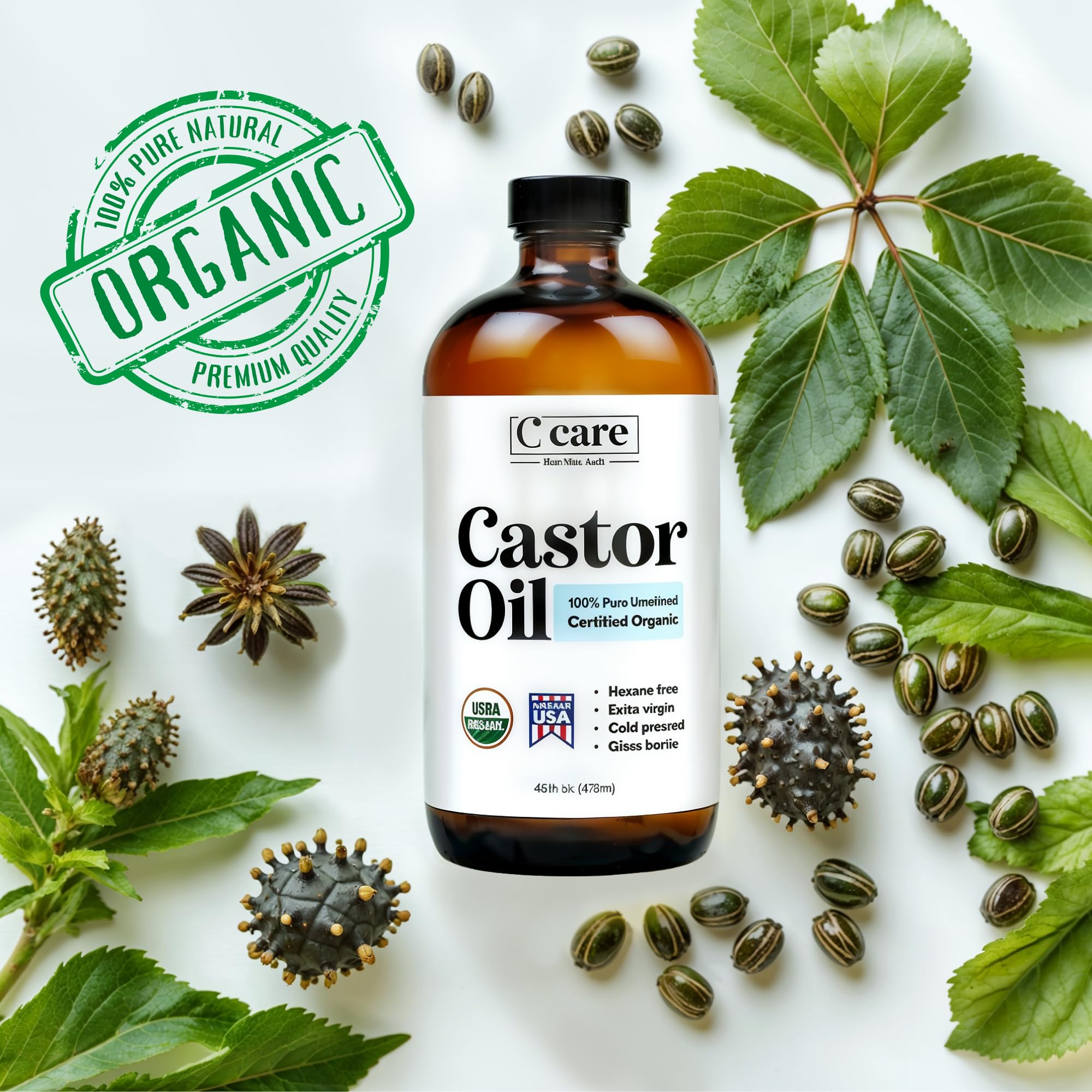 C CARE Aceite de ricino para pestañas y cejas, favoreciendo el aspecto.