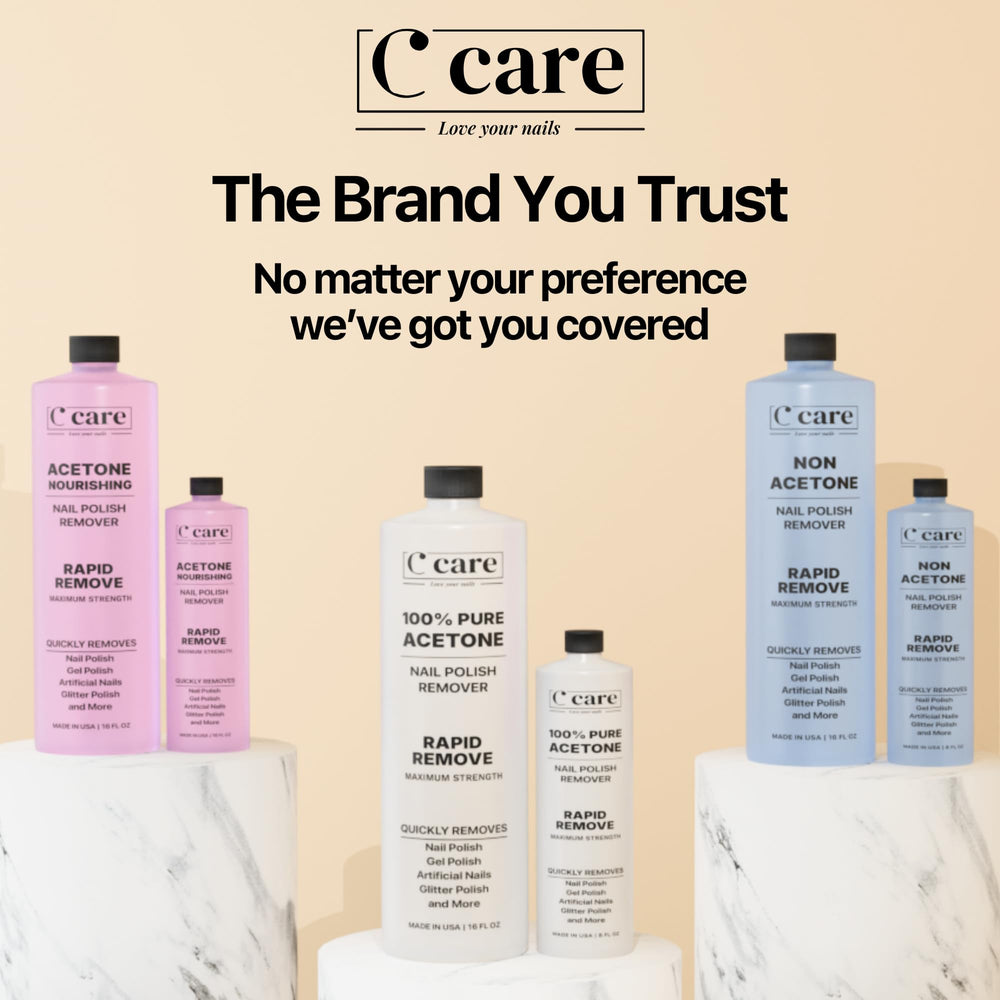 C CARE acetone remover used for cleaning tools and dissolving nail glue.