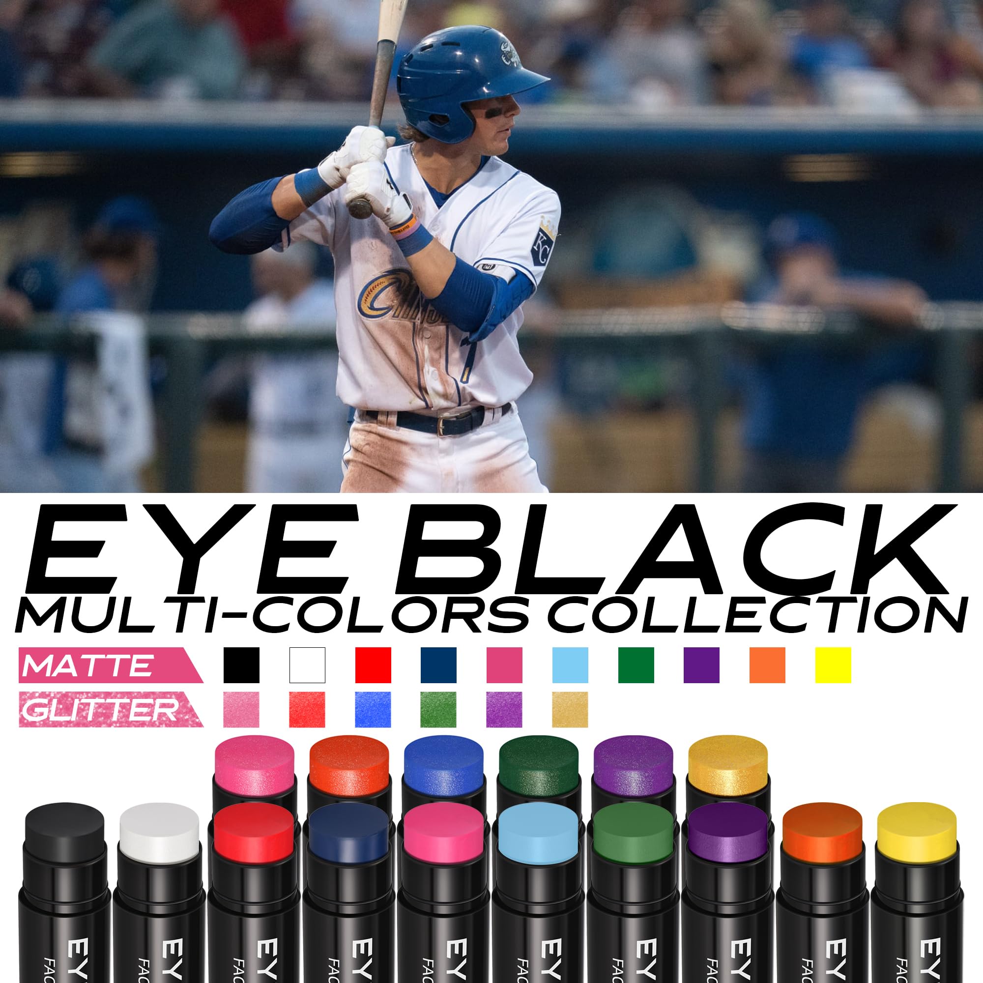 CCbeauty ojo negro deportivo azul marino para fútbol americano, tono intenso y resistente al sudor