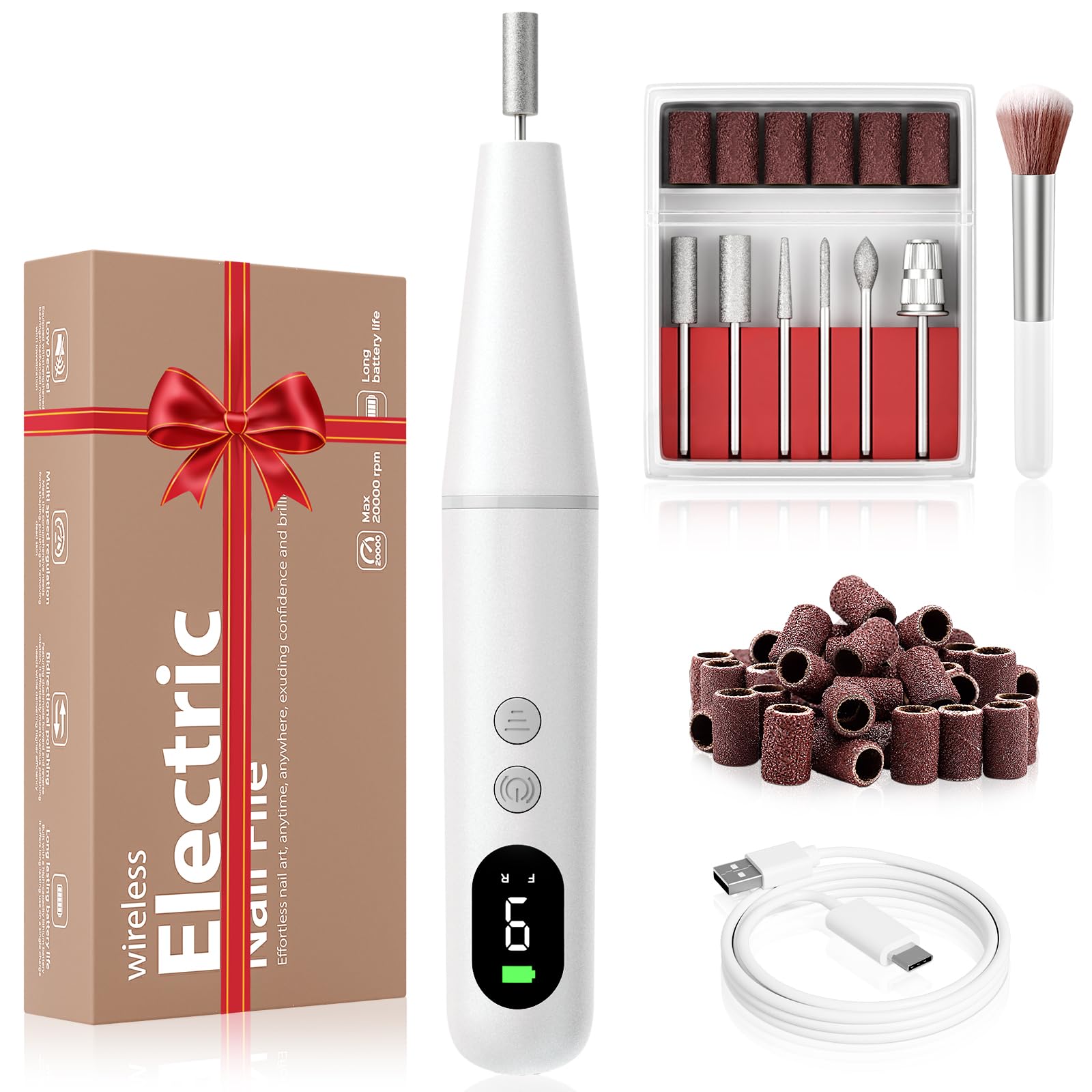 Ccigedy Electric Nail Drill Kit – compact cordless design for travel-friendly manicures.